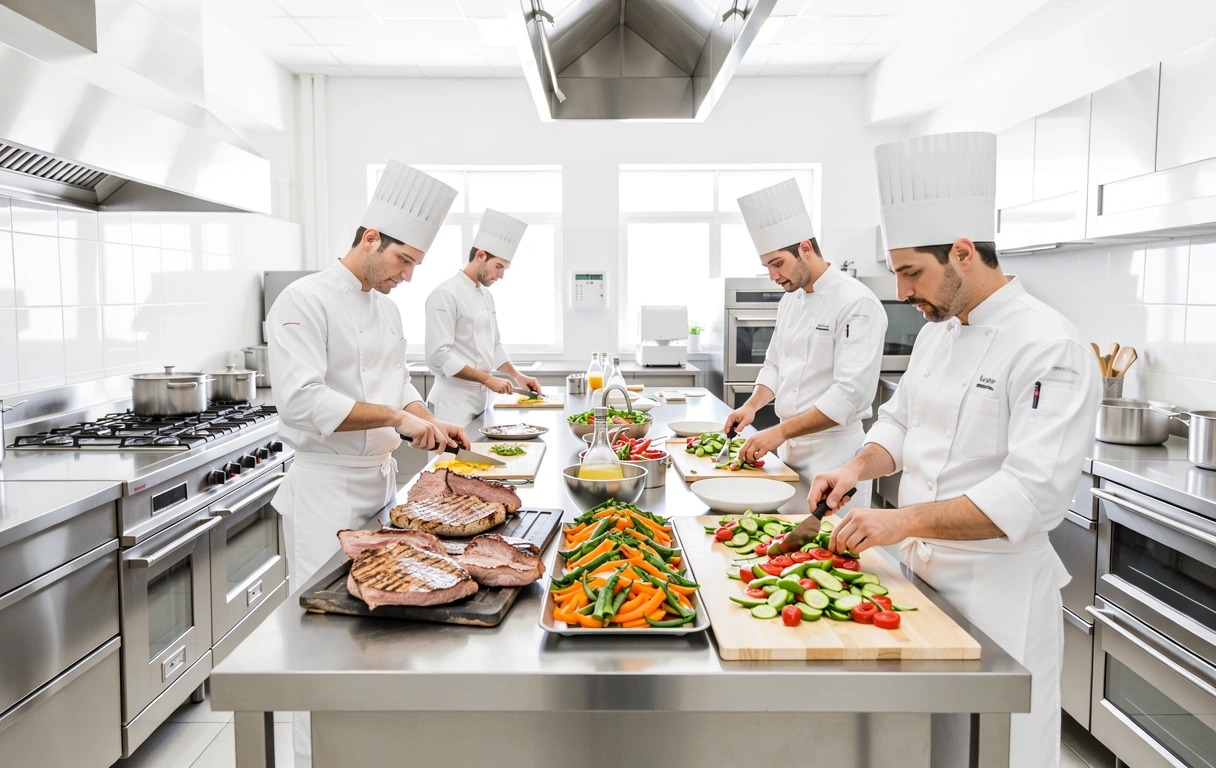 Professional kitchen preparation in Valencia